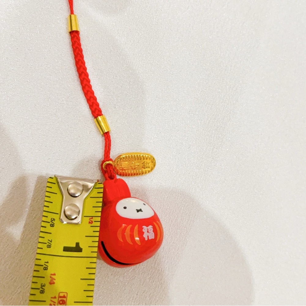 NWOT kawaii daruma Miffy mascot lucky charm keychain in red - Picture 4 of 5